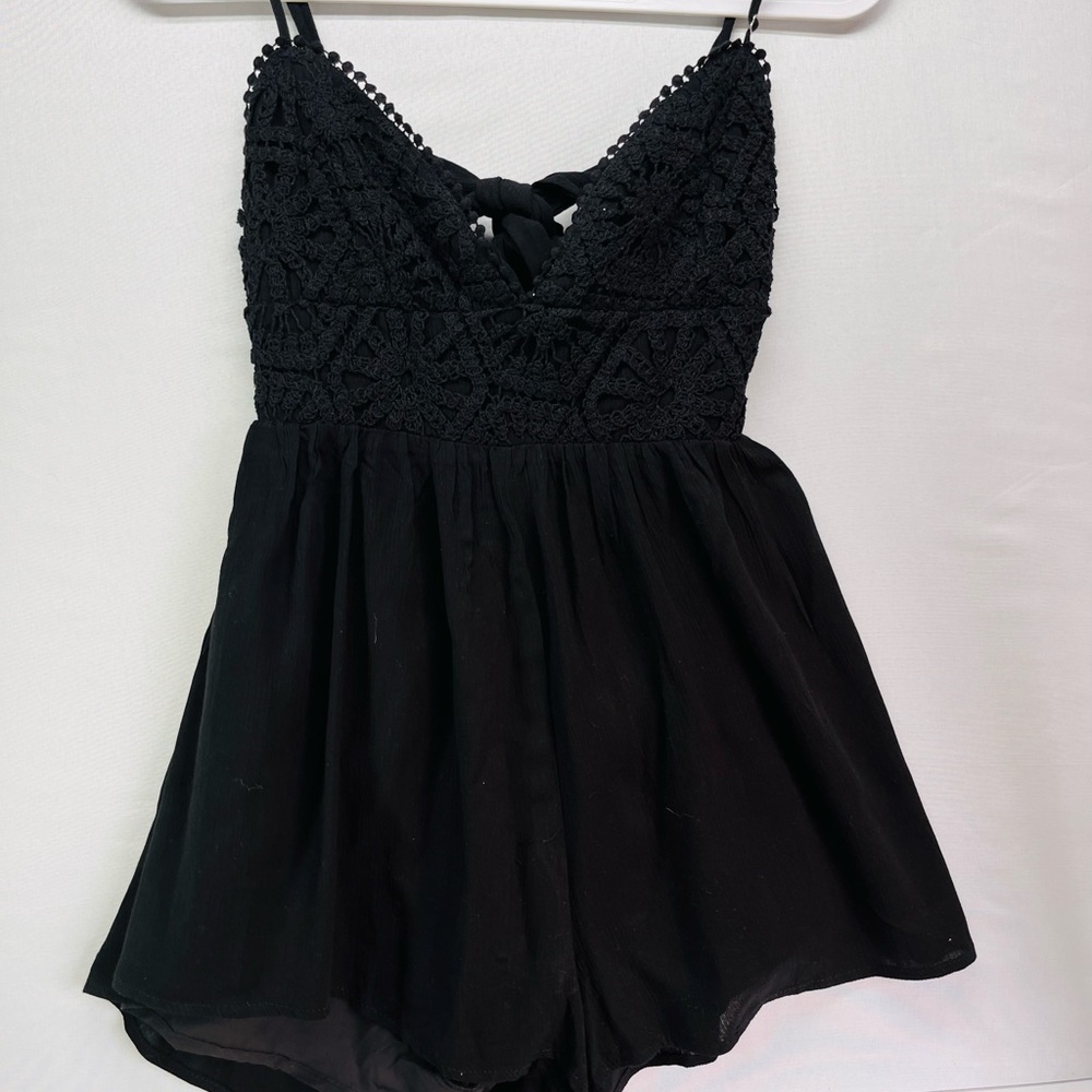 Love Tree Black Crochet Bodice Romper‎